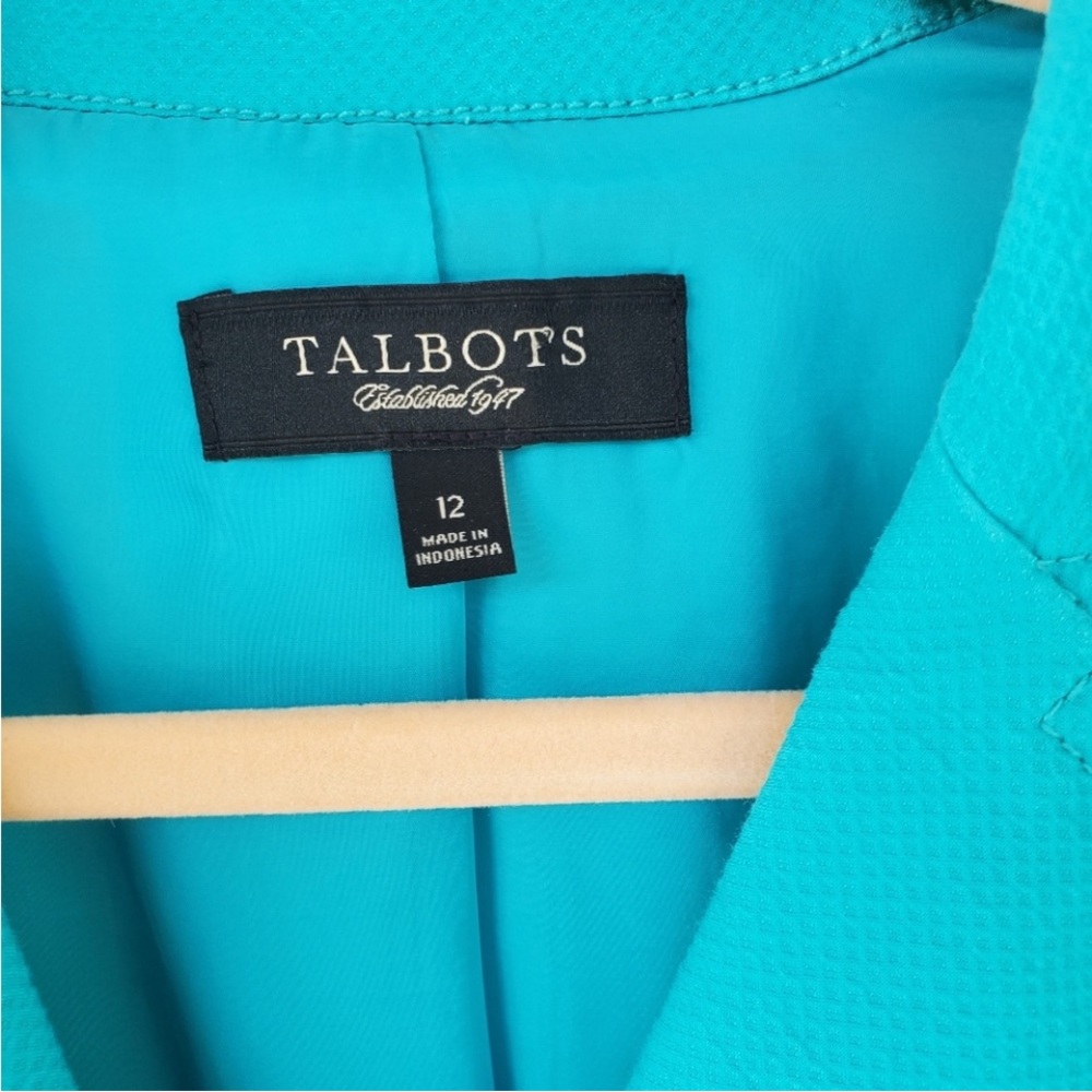 Talbots One-Button Swing Jacket Turquoise Size 12 - image 3